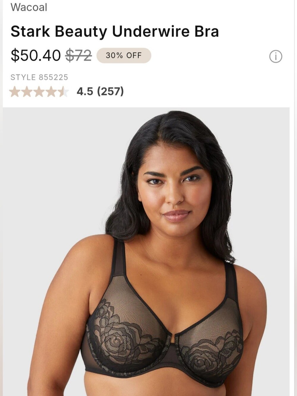 Wacoal Stark Beauty Underwire Bra - Black